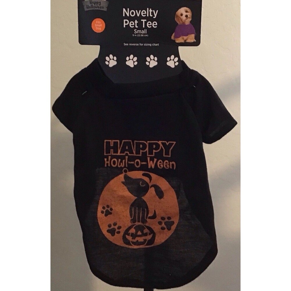 NEW “Happy Howl-O-Ween” Halloween Graphic T-Shirt For SMALL Dog Black Orange NWT
